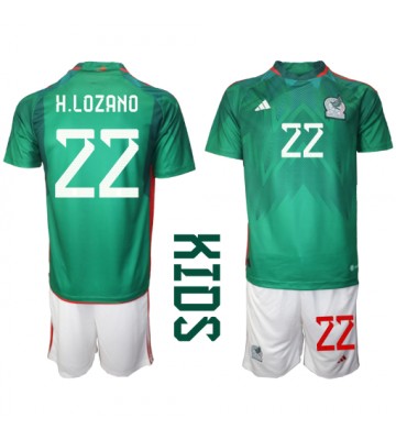 Mexico Hirving Lozano #22 Replica Home Stadium Kit for Kids World Cup 2022 Short Sleeve (+ pants)